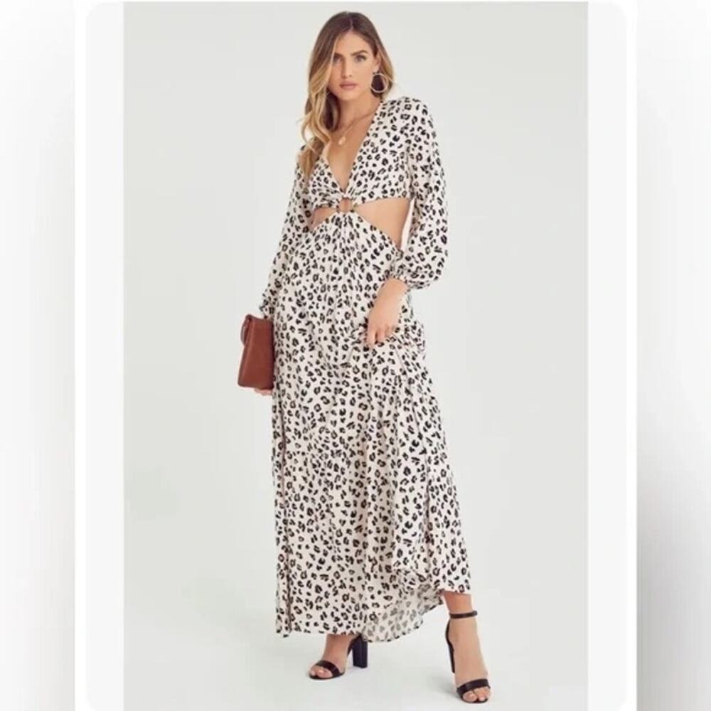 Vici White and Black Leopard Cut-out Maxi Dress